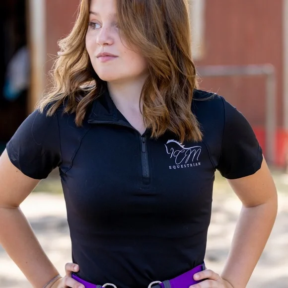Black Equestrian Zip-Up Top - Picture 1 of 4